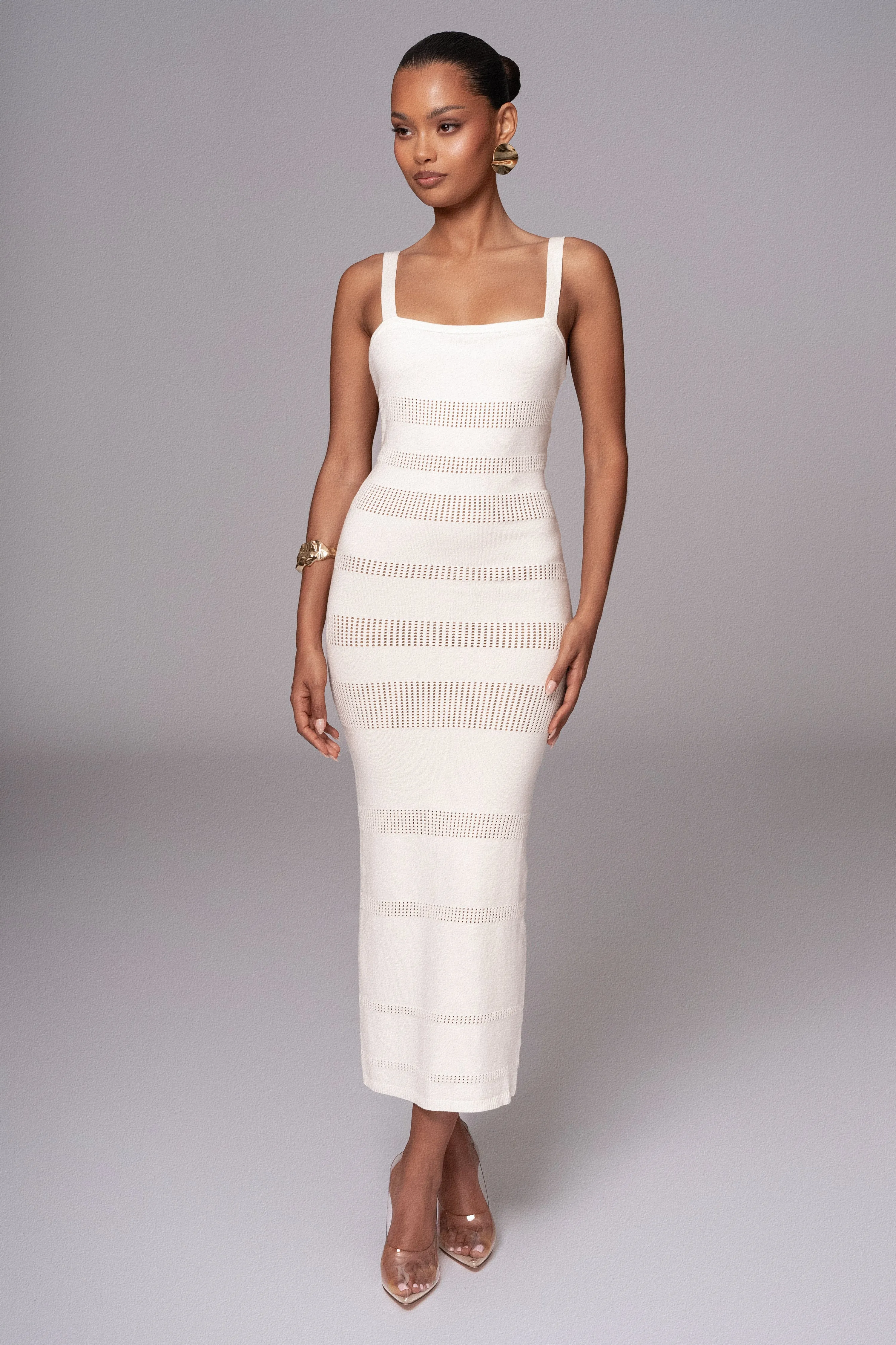 Ivory Sandy Shores Knit Midi Dress