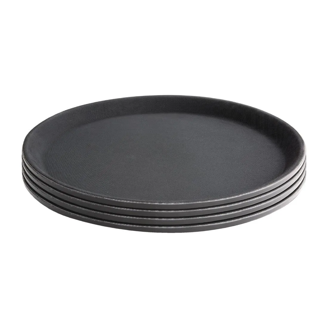 J847 Kristallon Fibreglass Round Non-Slip Tray Black 406mm