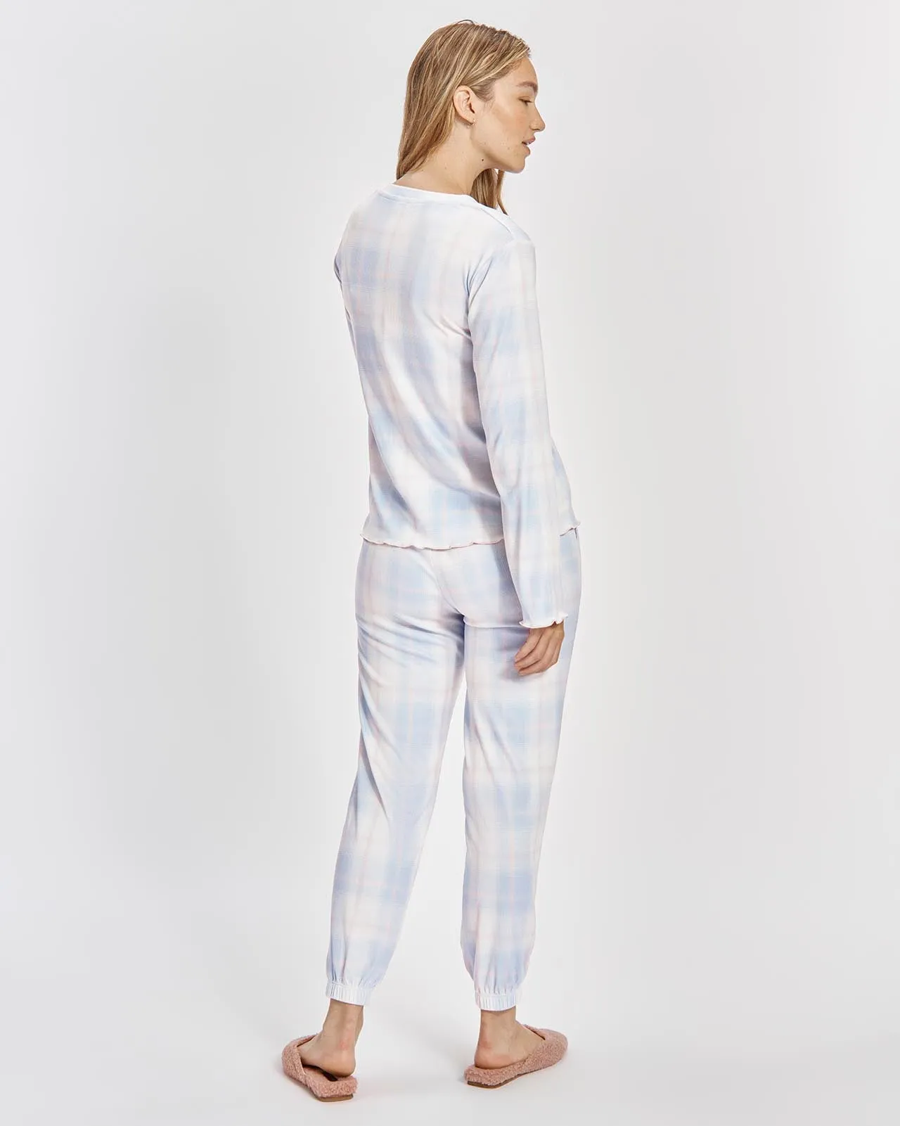 Juno Fuzzy Rib Henley PJ Set