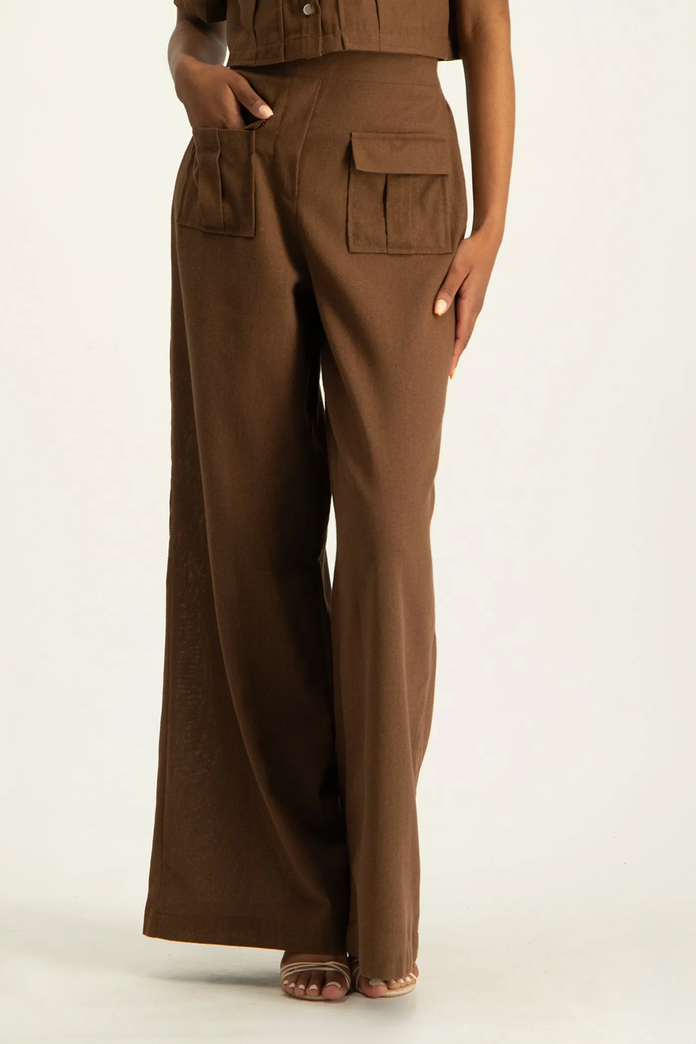 Kai High Waist Linen Pant - Pinecone