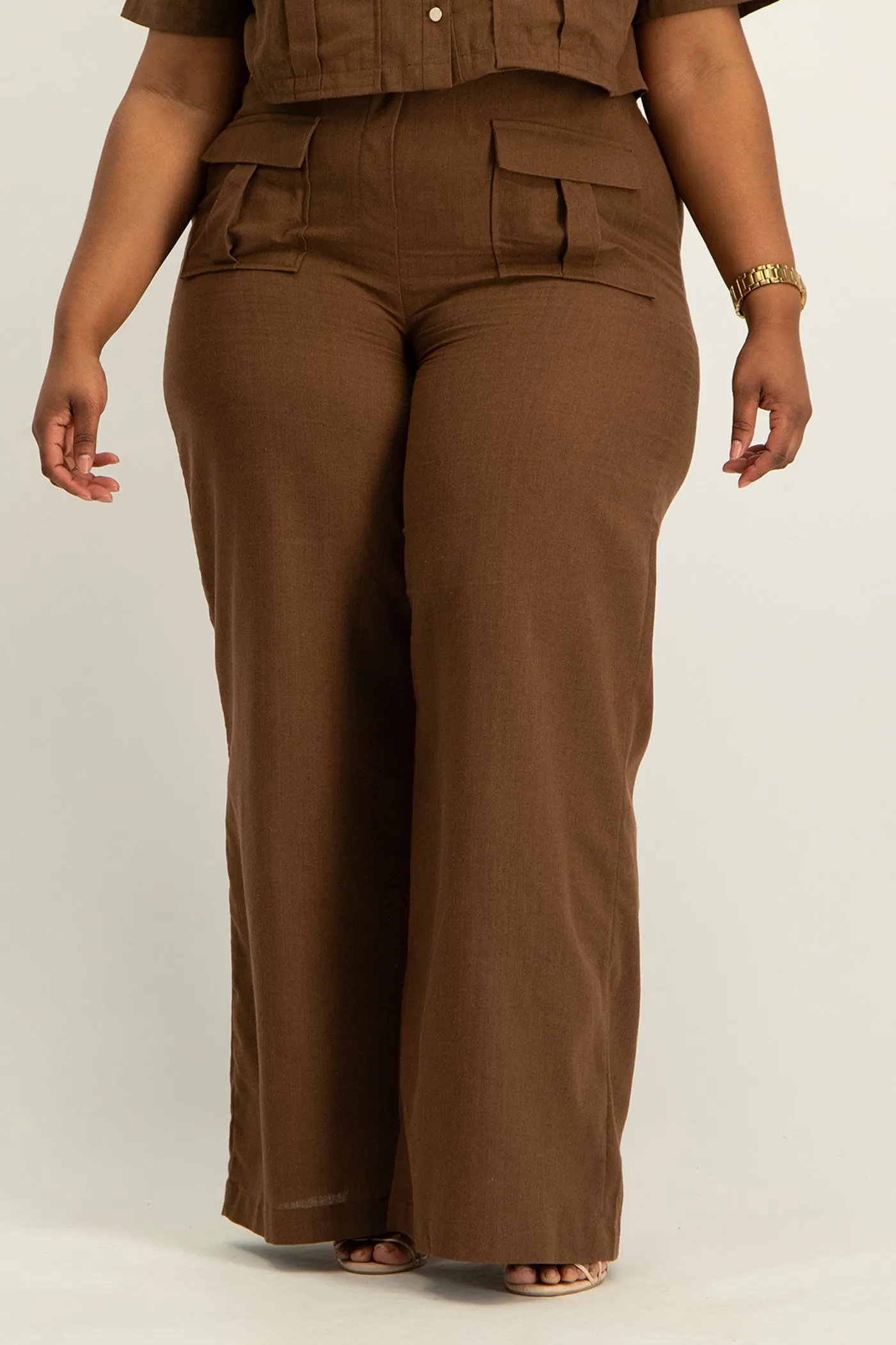 Kai High Waist Linen Pant - Pinecone