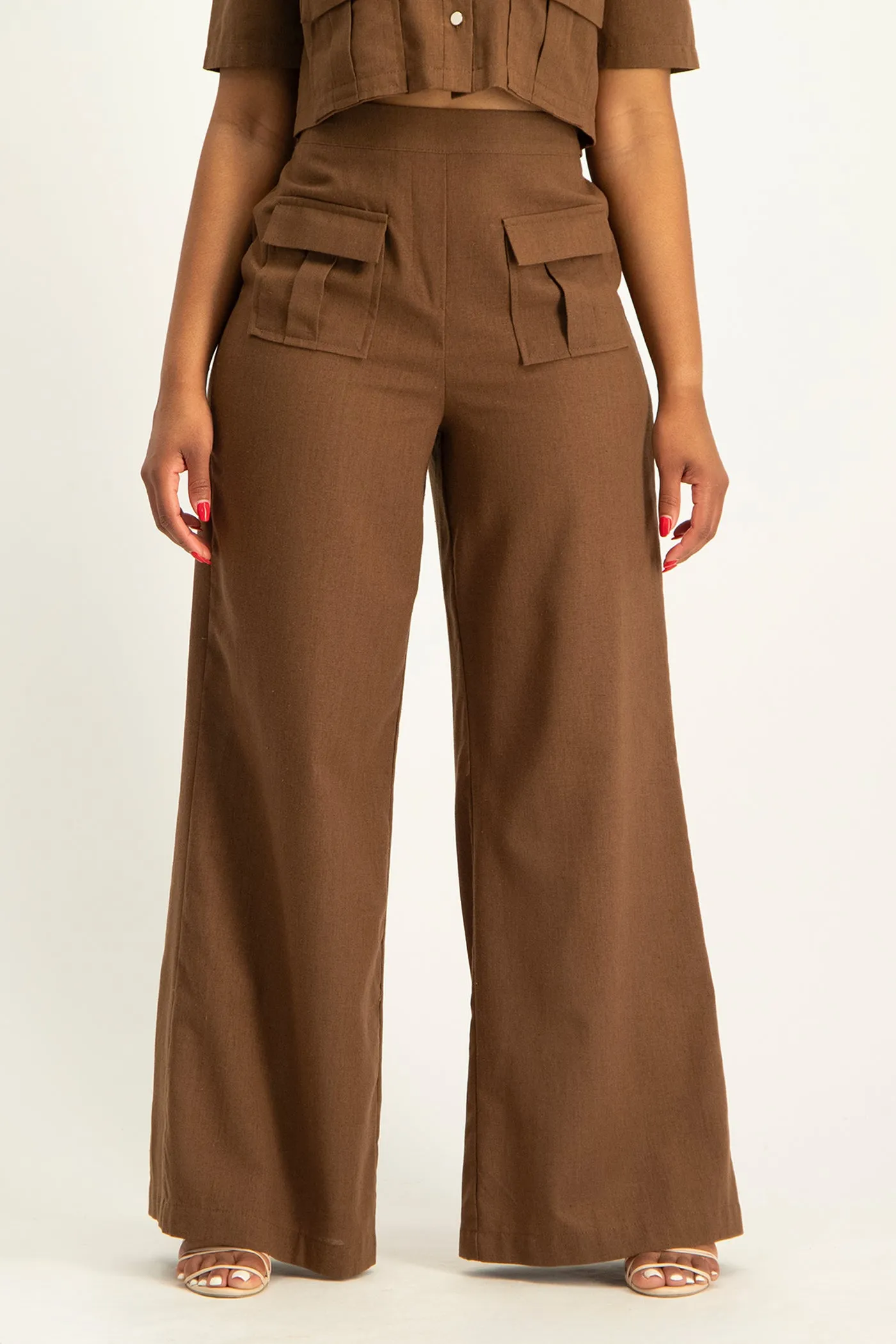 Kai High Waist Linen Pant - Pinecone