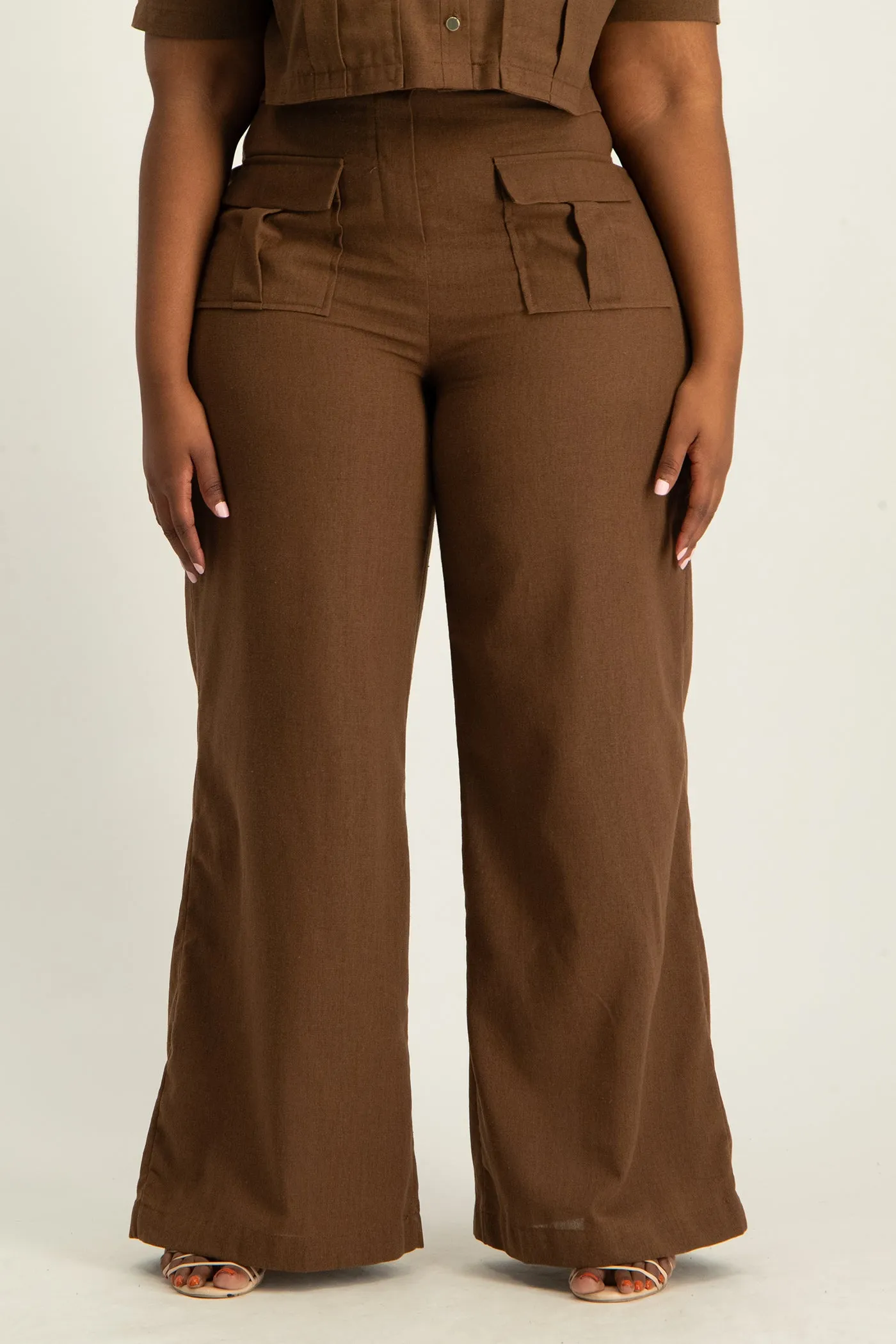 Kai High Waist Linen Pant - Pinecone