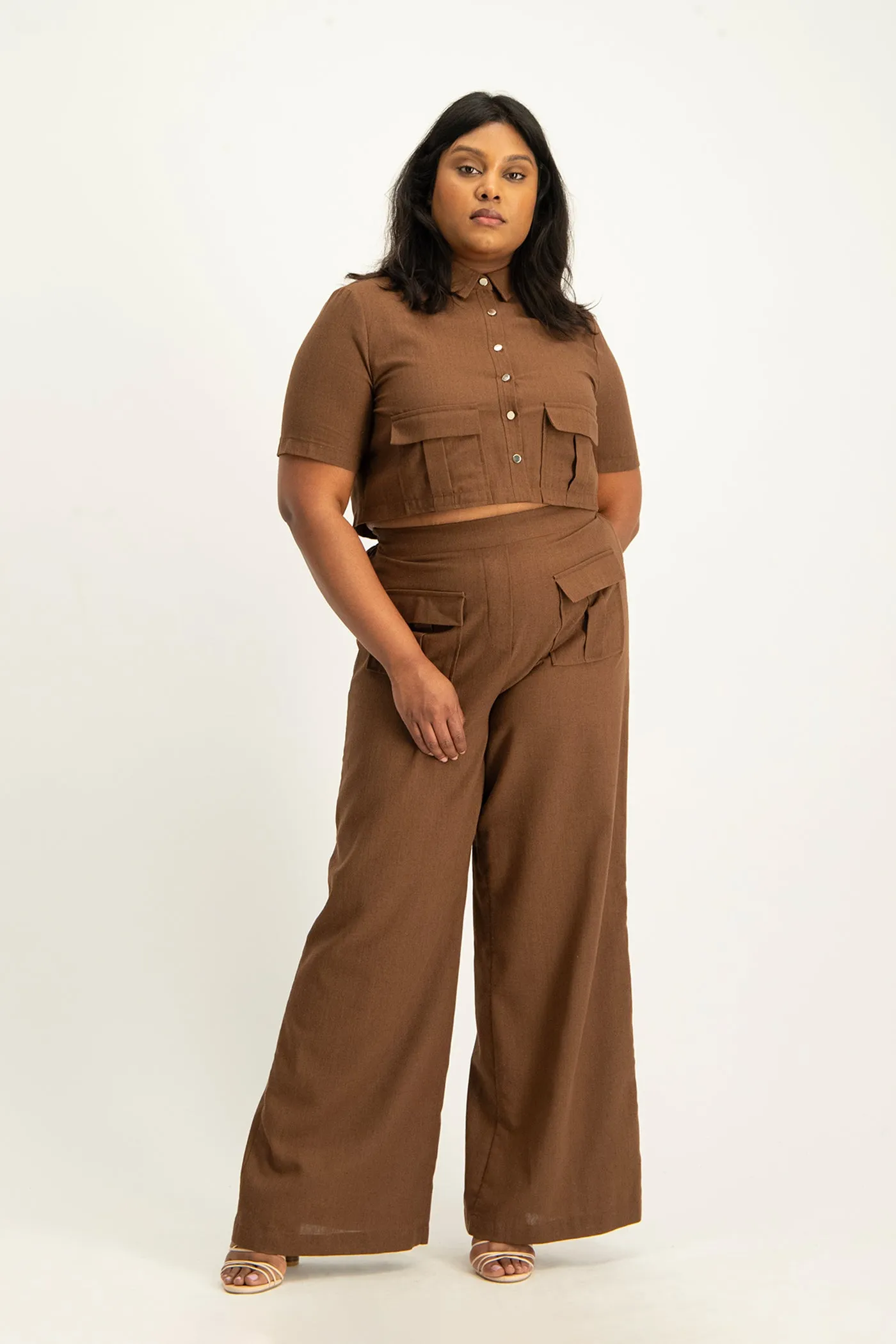 Kai High Waist Linen Pant - Pinecone