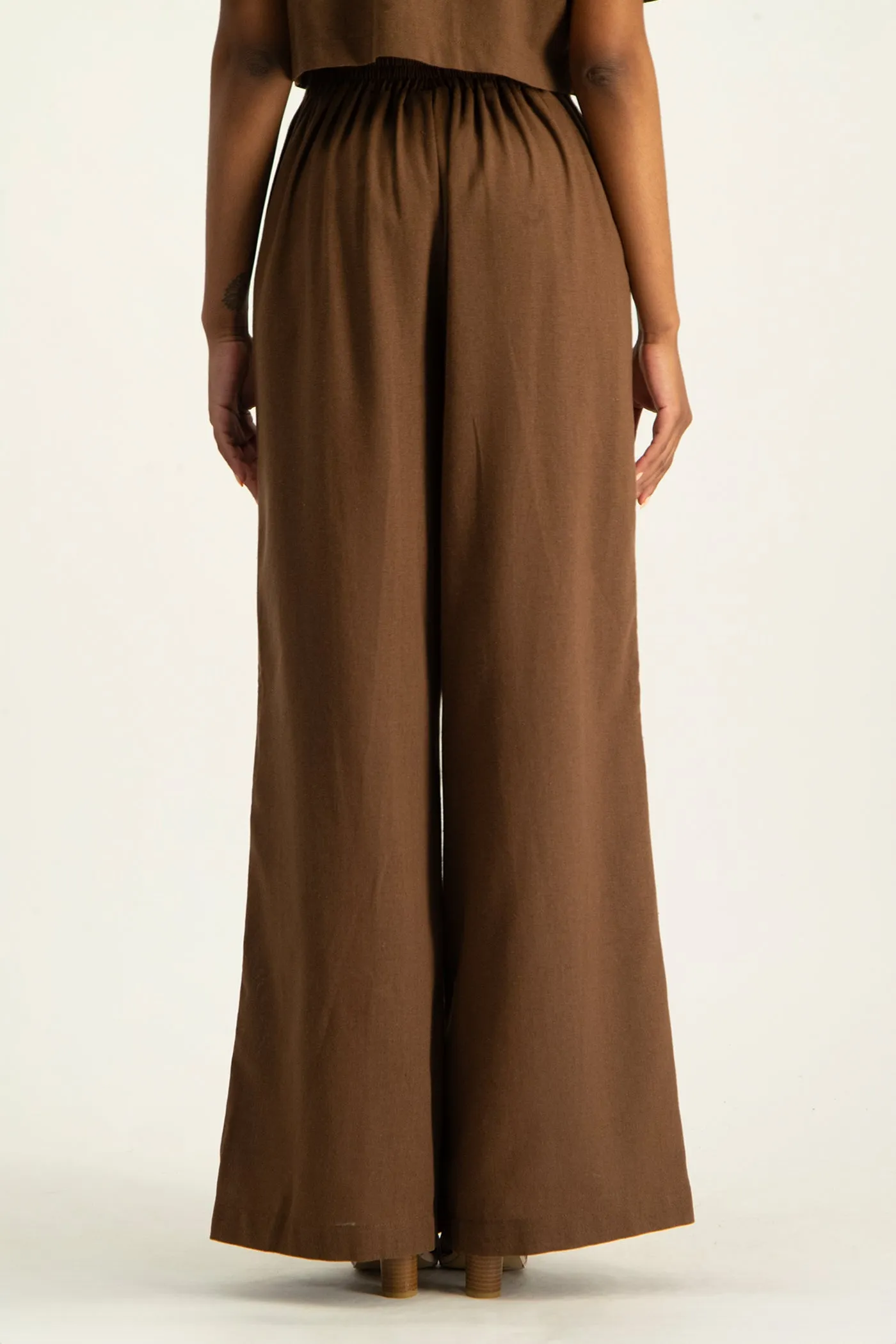 Kai High Waist Linen Pant - Pinecone