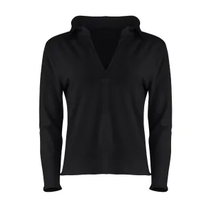 Khloe Cotton V-Neck Henley - Nero