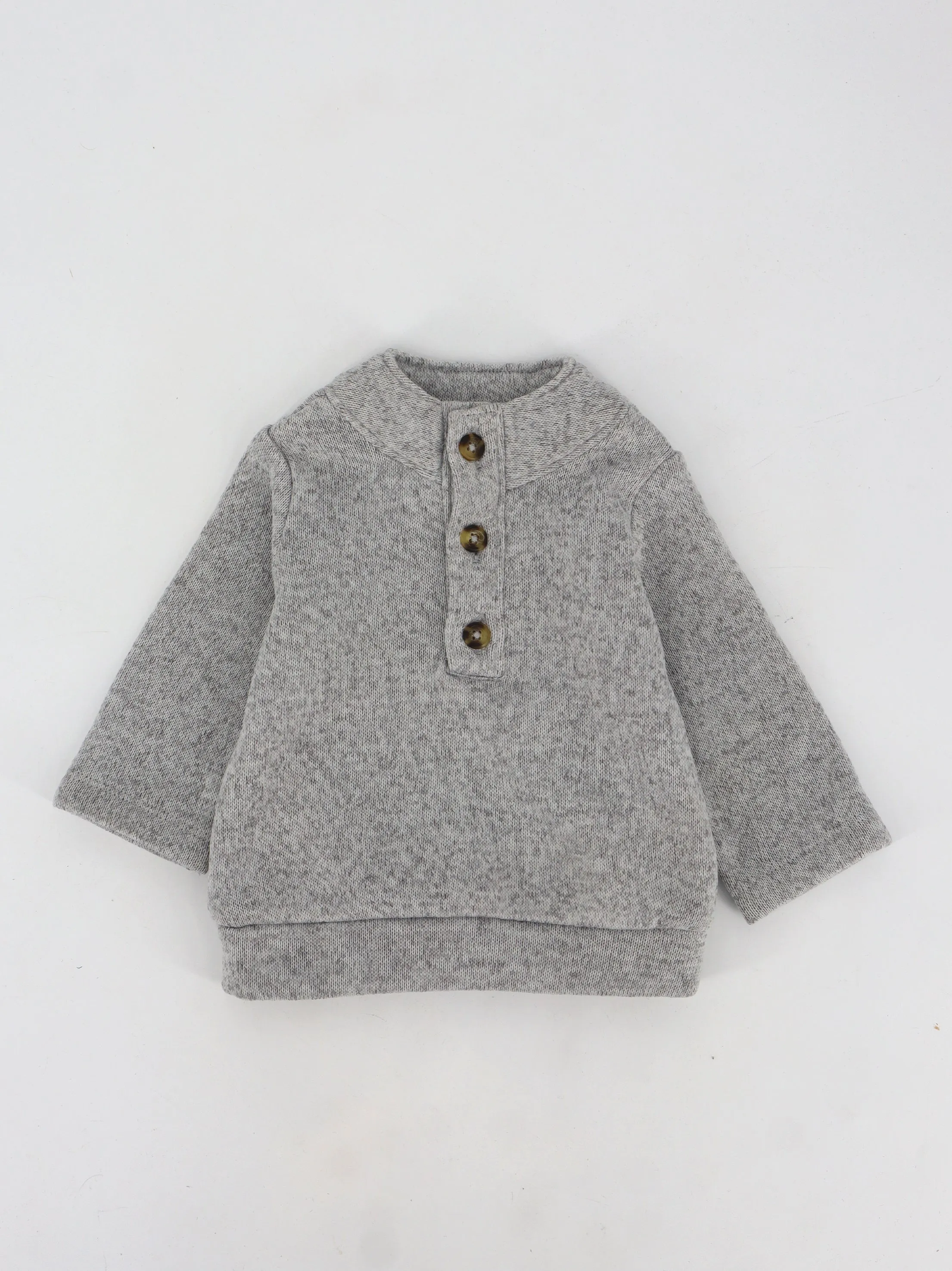 Kids Boy's Plain Solid Sweater,Light Grey