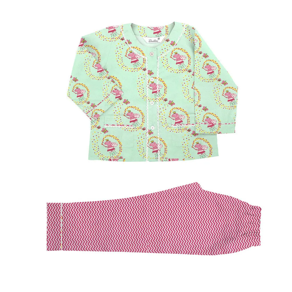 Kid's Pyjama Set - Henley Neck <br> Oink Oink-Princess <br> <span style="font-size: 11px; font-family:Helvetica,Arial,sans-serif;">Can Be Personalised</span>