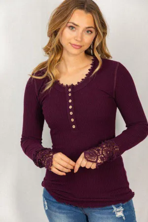 Knit Henley Scoop Neck Top