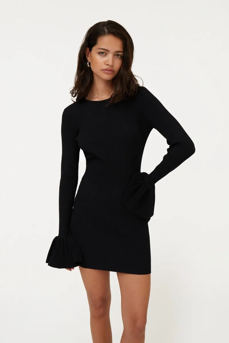 Knit Mini Cutout Dress - Black