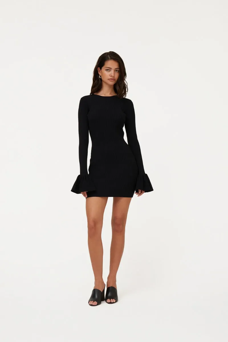 Knit Mini Cutout Dress - Black