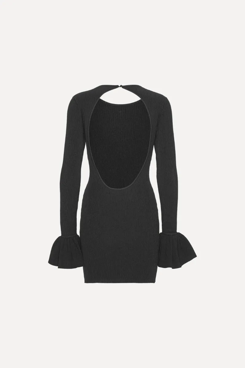 Knit Mini Cutout Dress - Black