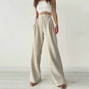 Knitted Casual Sports Trousers High Waist Loose Straight Wide Leg