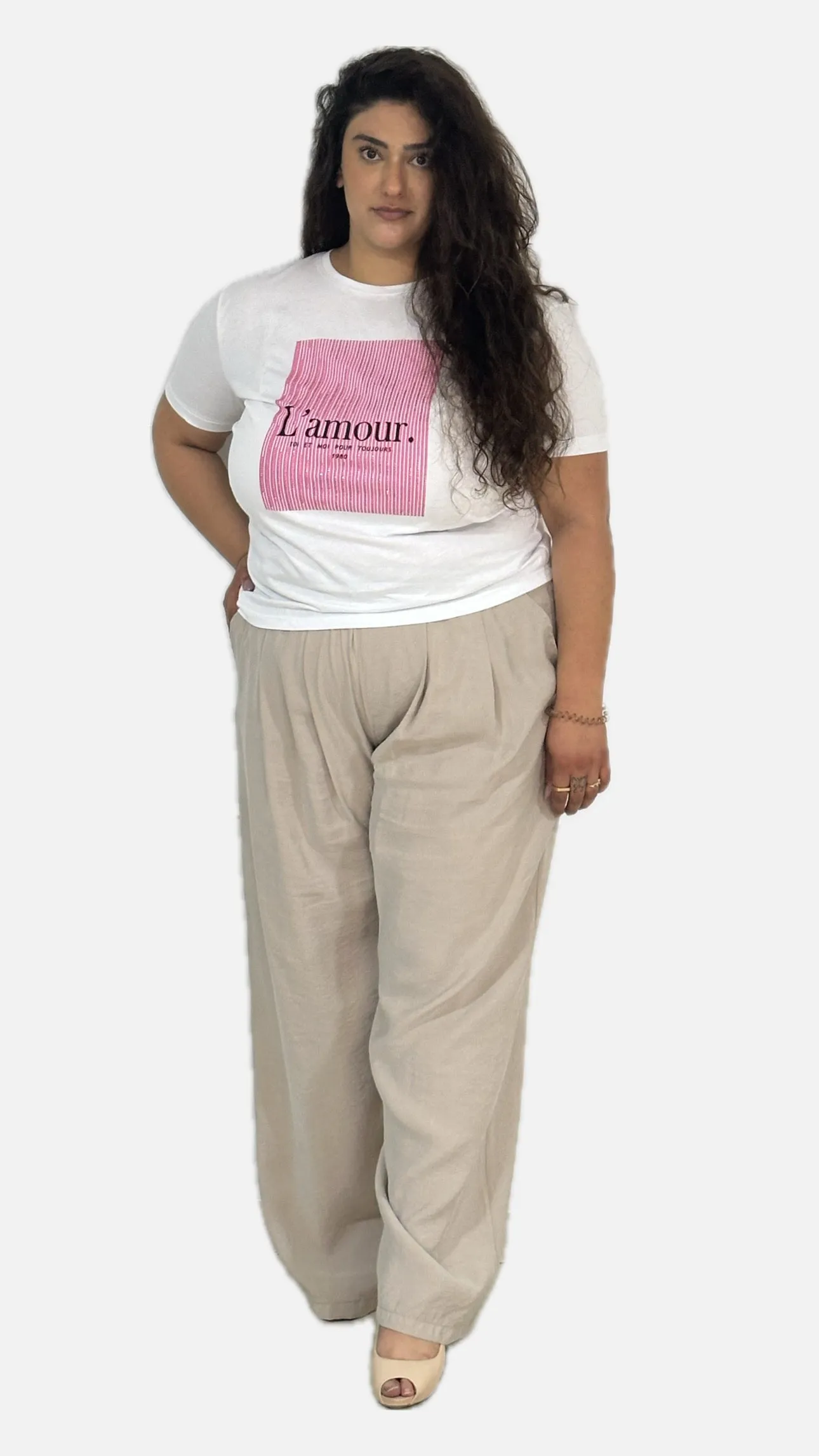 Large High Waist Greige Pants