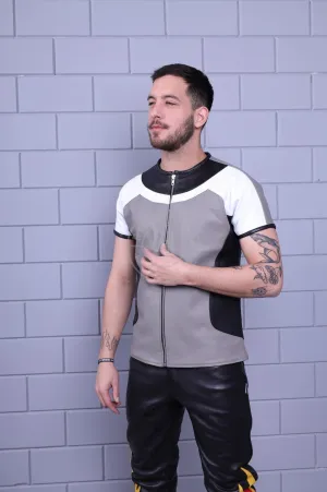 Leather Biker Shirt - Ash Grey  *DISCONTINUED ITEM*