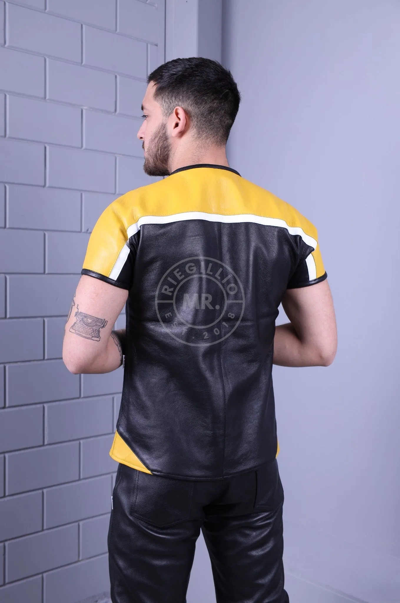 Leather Biker Shirt - Yellow  *DISCONTINUED ITEM*