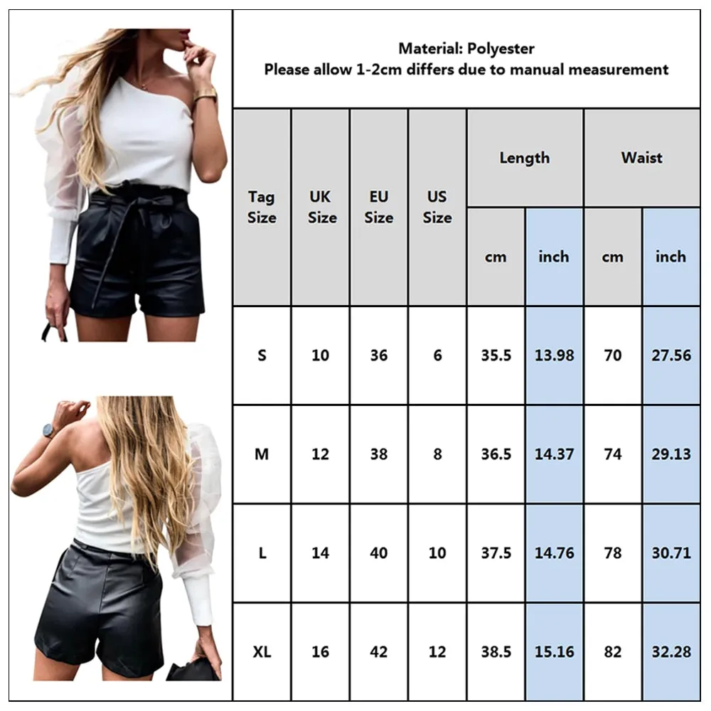 Leather Wide-legged Shorts Autumn Winter Women High Waist with Belt PU Shorts Faux Leather Shorts Bottoms