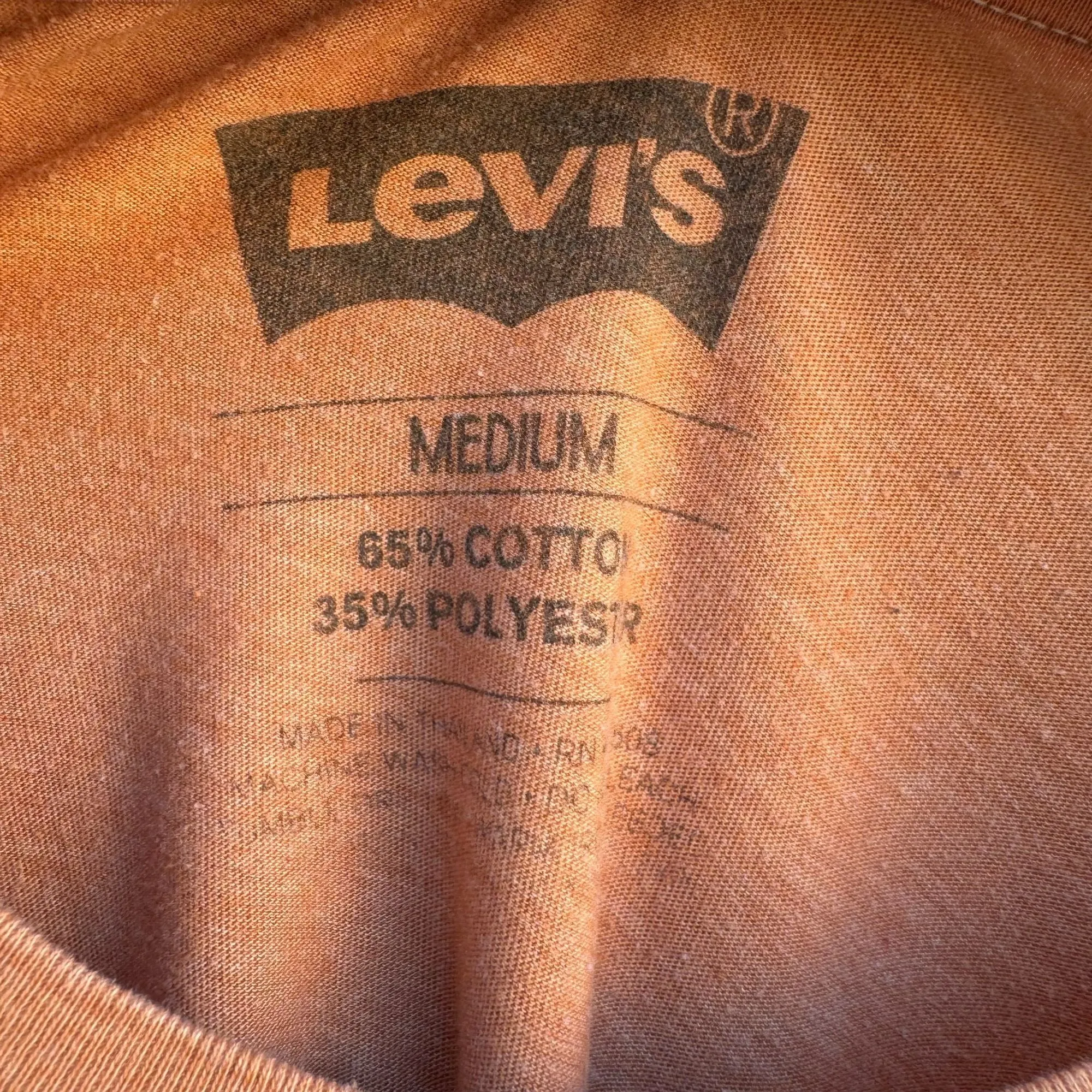 Levis Vintage Men's Orange Heathered Retro Logo Short Sleeve Tee Shirt - Medium