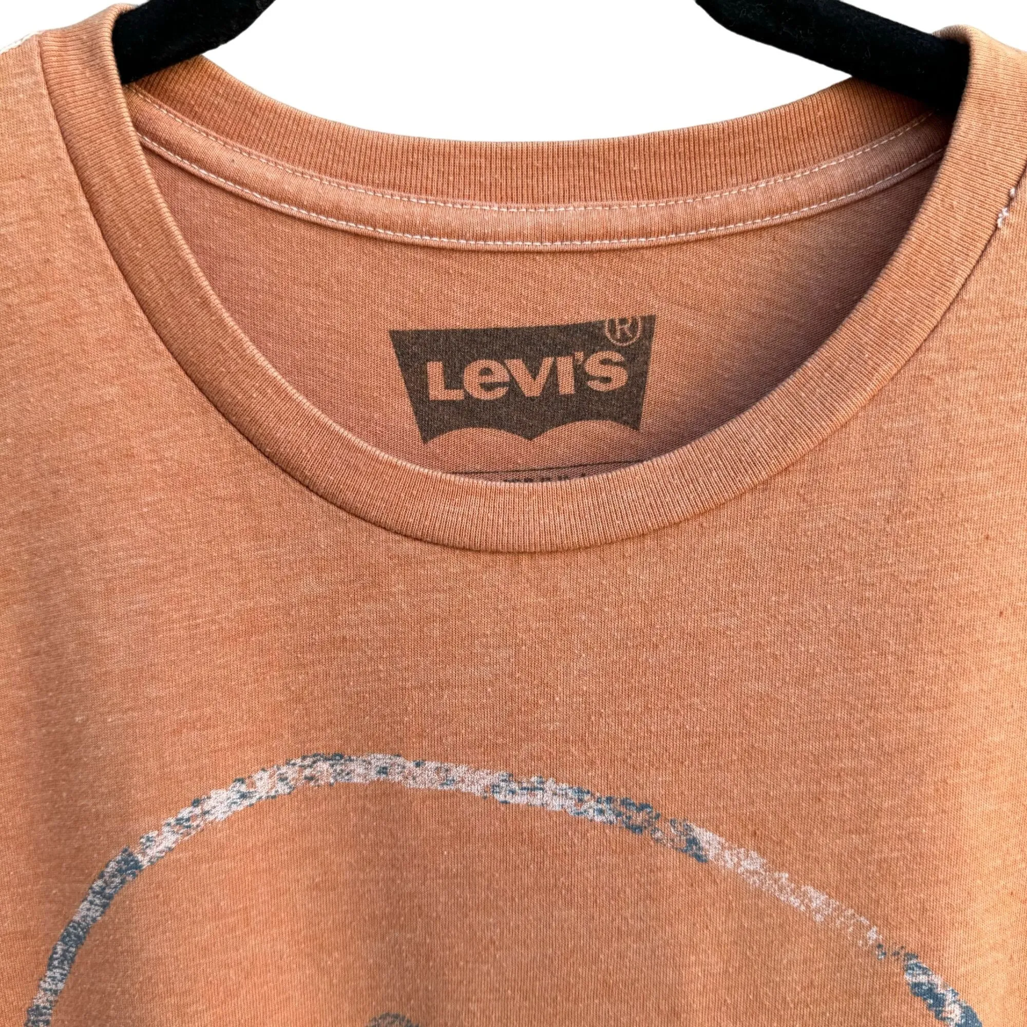 Levis Vintage Men's Orange Heathered Retro Logo Short Sleeve Tee Shirt - Medium