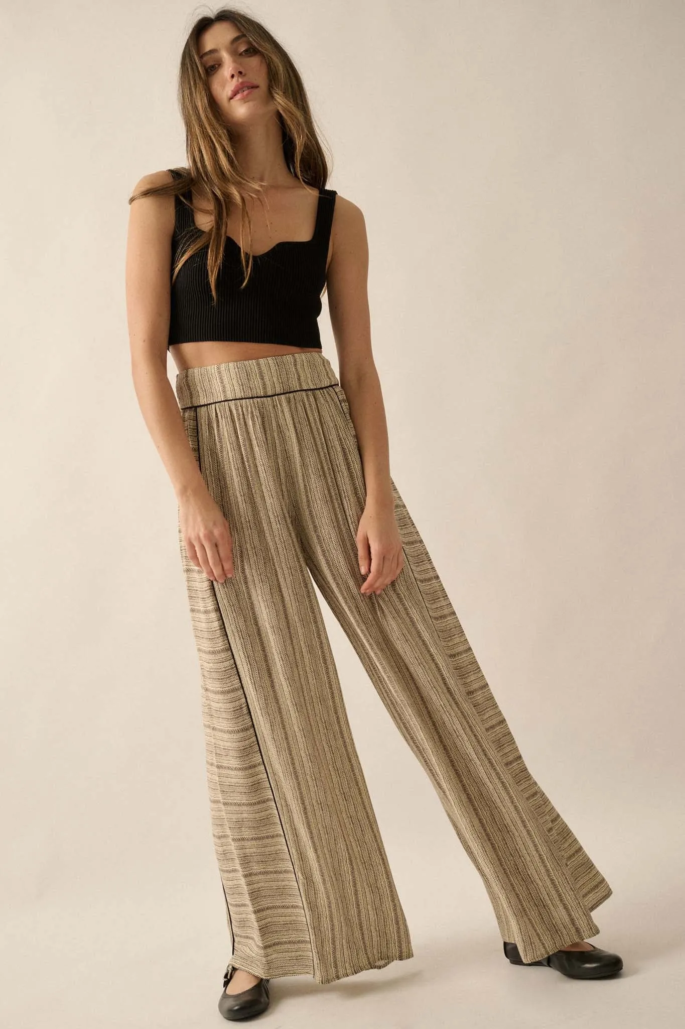 Life's Journey Striped Geo-Print Wide-Leg Pants