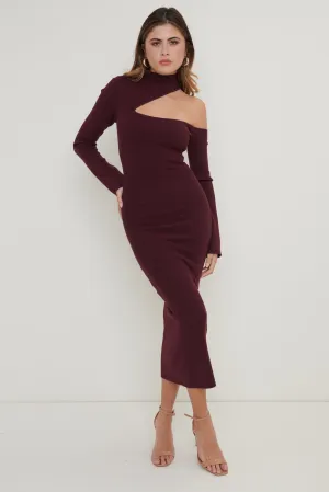 Lillian Cut Out Midaxi Knit Dress - Wine