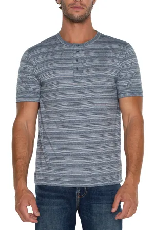 Liverpool Blue Striped Short Sleeve Henley