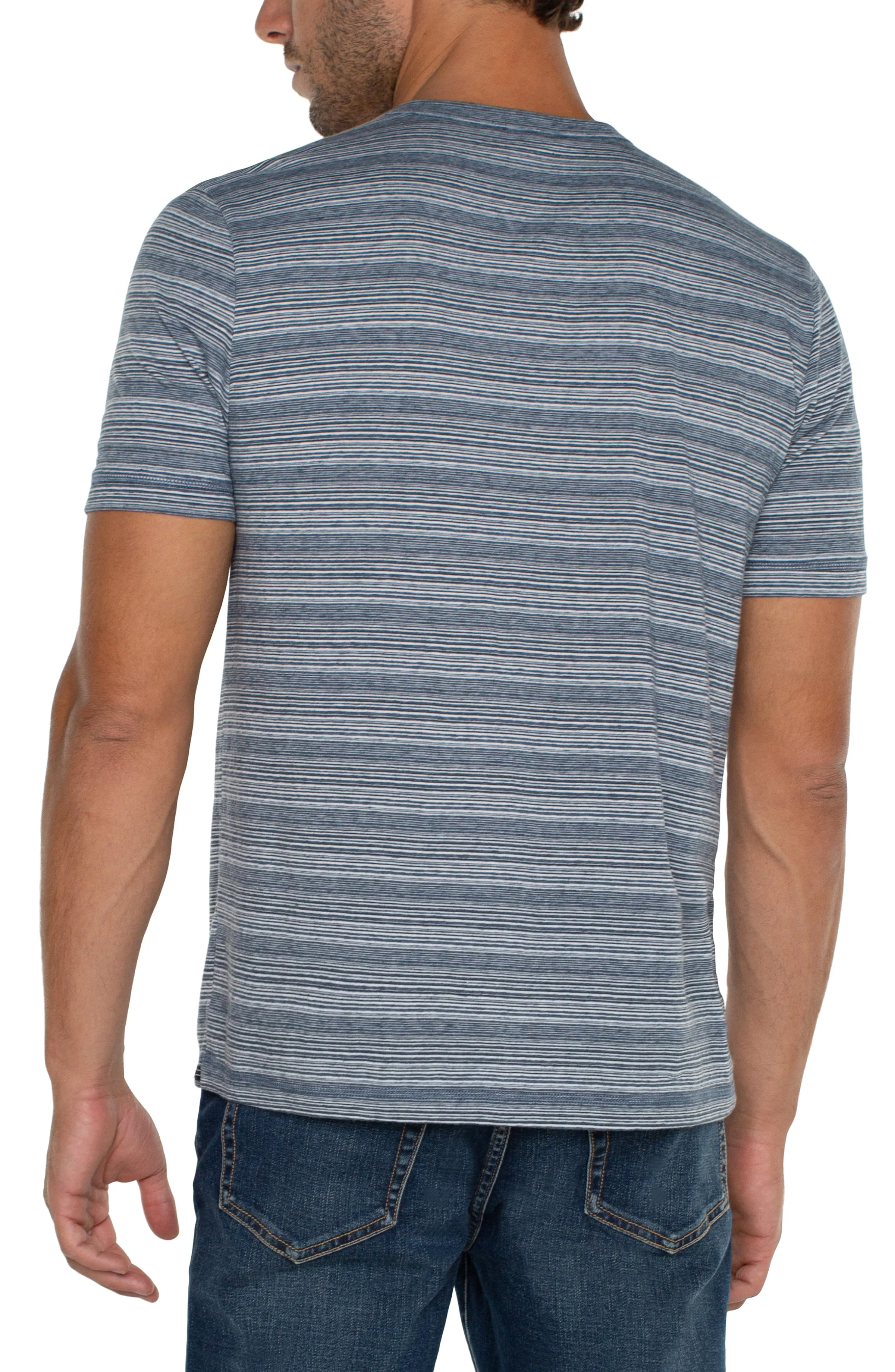 Liverpool Blue Striped Short Sleeve Henley