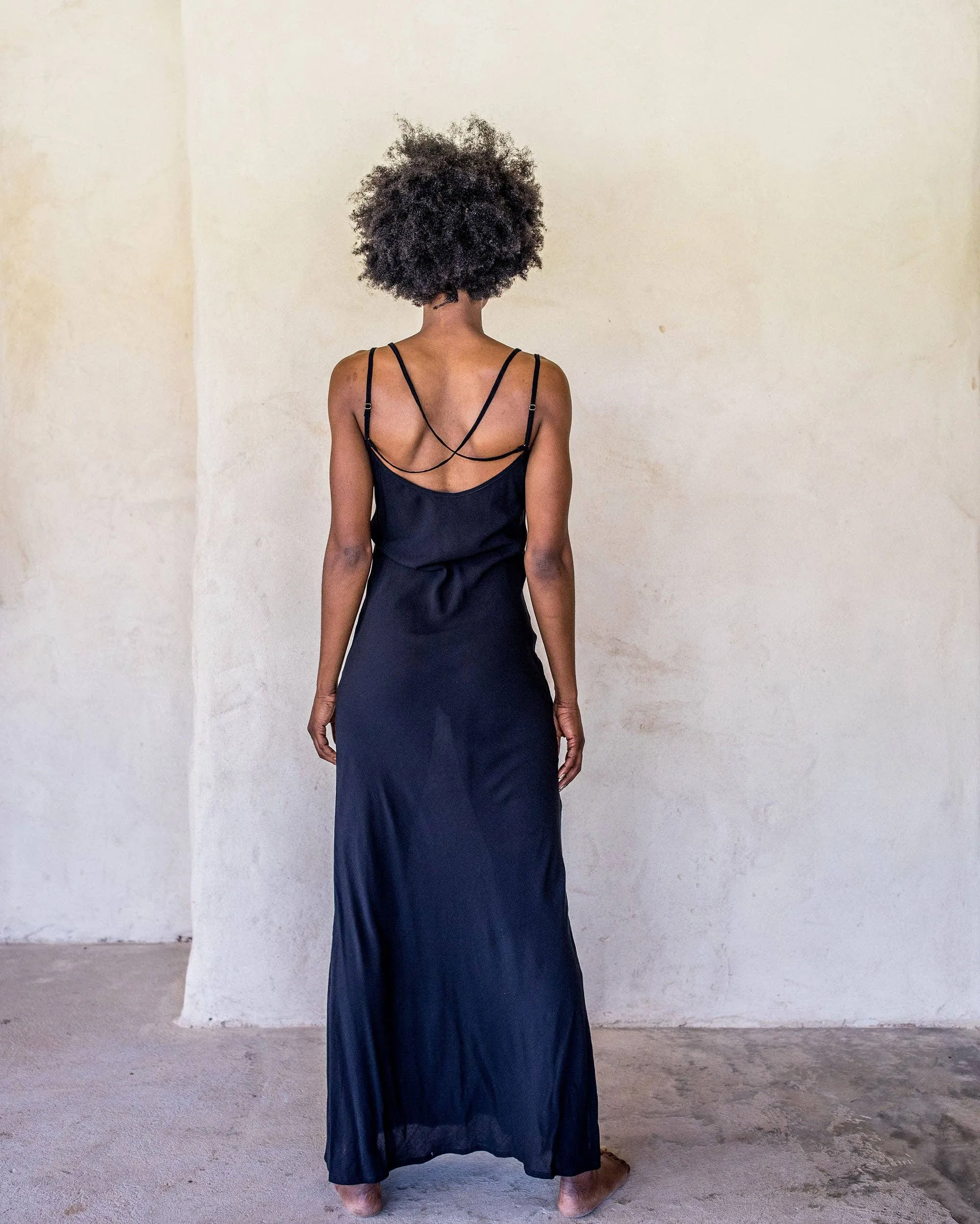 Long Black Slip Dress