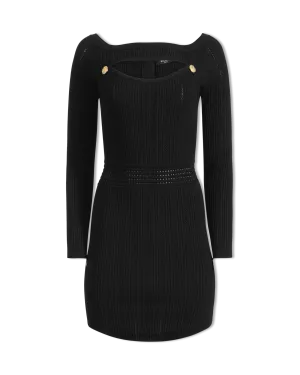 Long Sleeve Pointelle Knit Dress