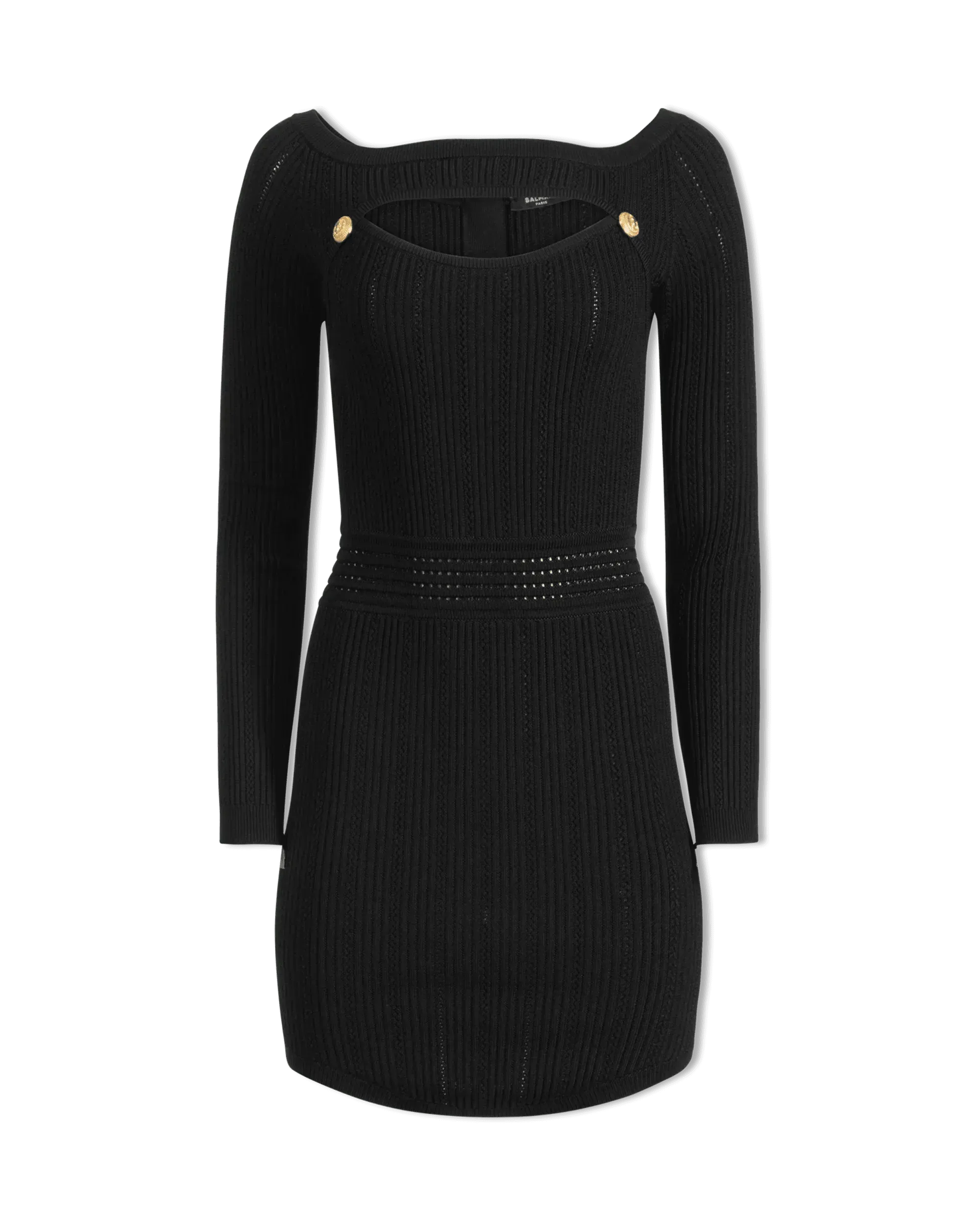 Long Sleeve Pointelle Knit Dress