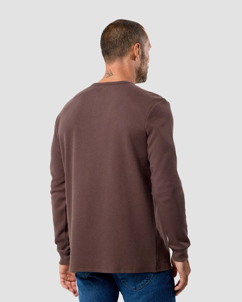 Long Sleeve Waffle Knit Henley