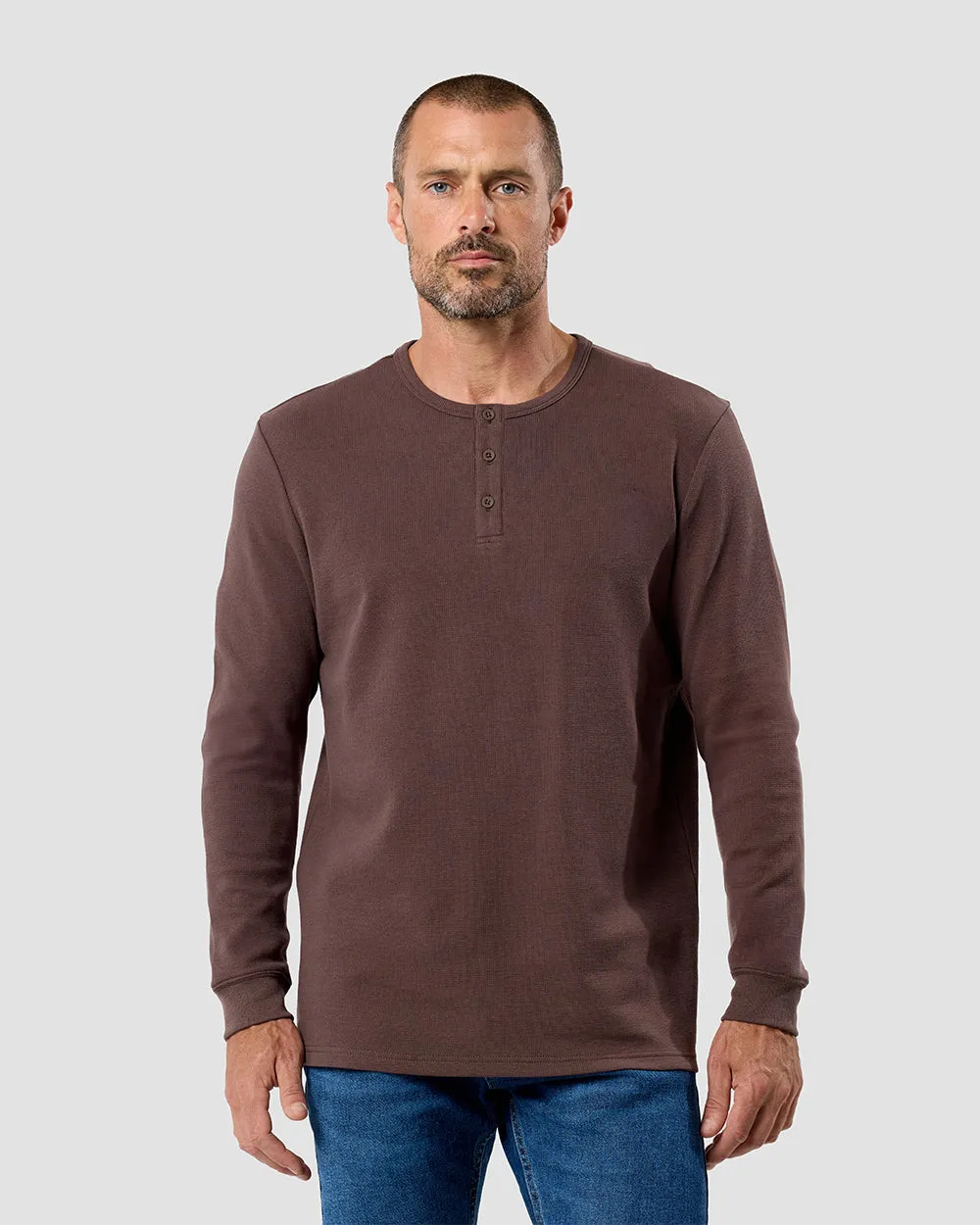 Long Sleeve Waffle Knit Henley