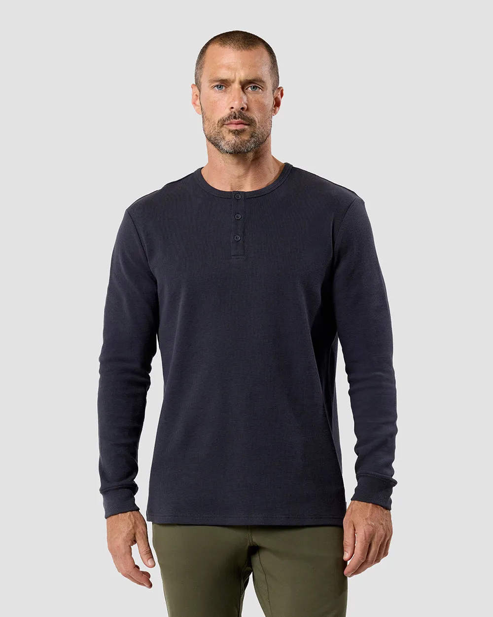 Long Sleeve Waffle Knit Henley