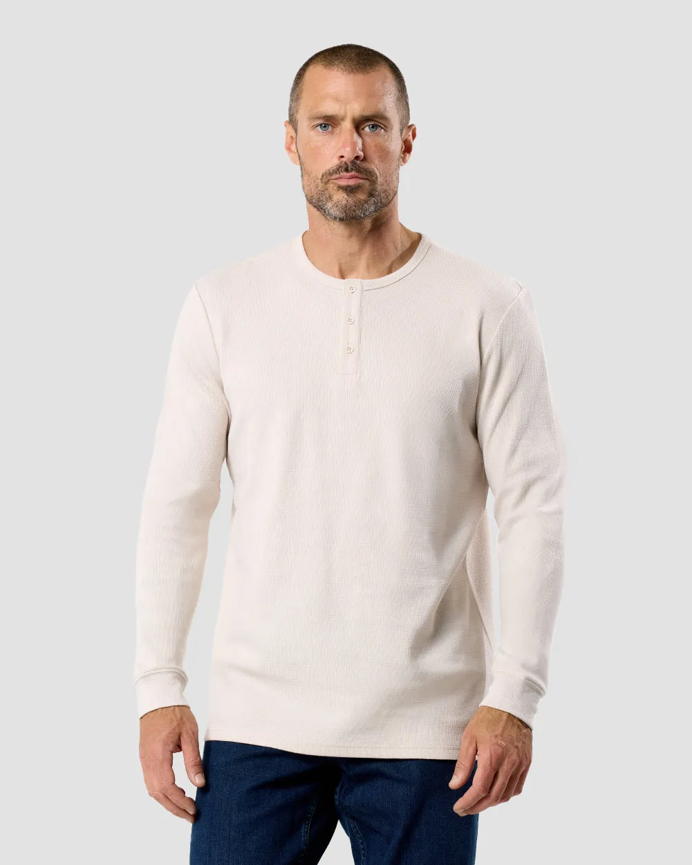 Long Sleeve Waffle Knit Henley