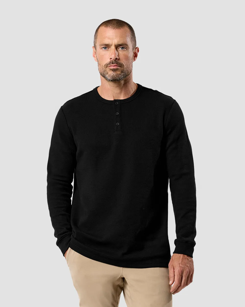 Long Sleeve Waffle Knit Henley