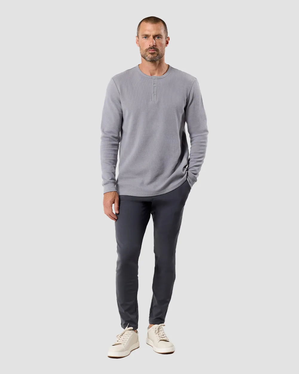 Long Sleeve Waffle Knit Henley