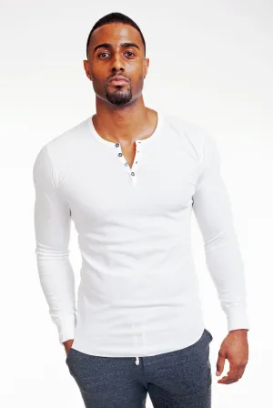 LONG SLEEVE WHITE HENLEY