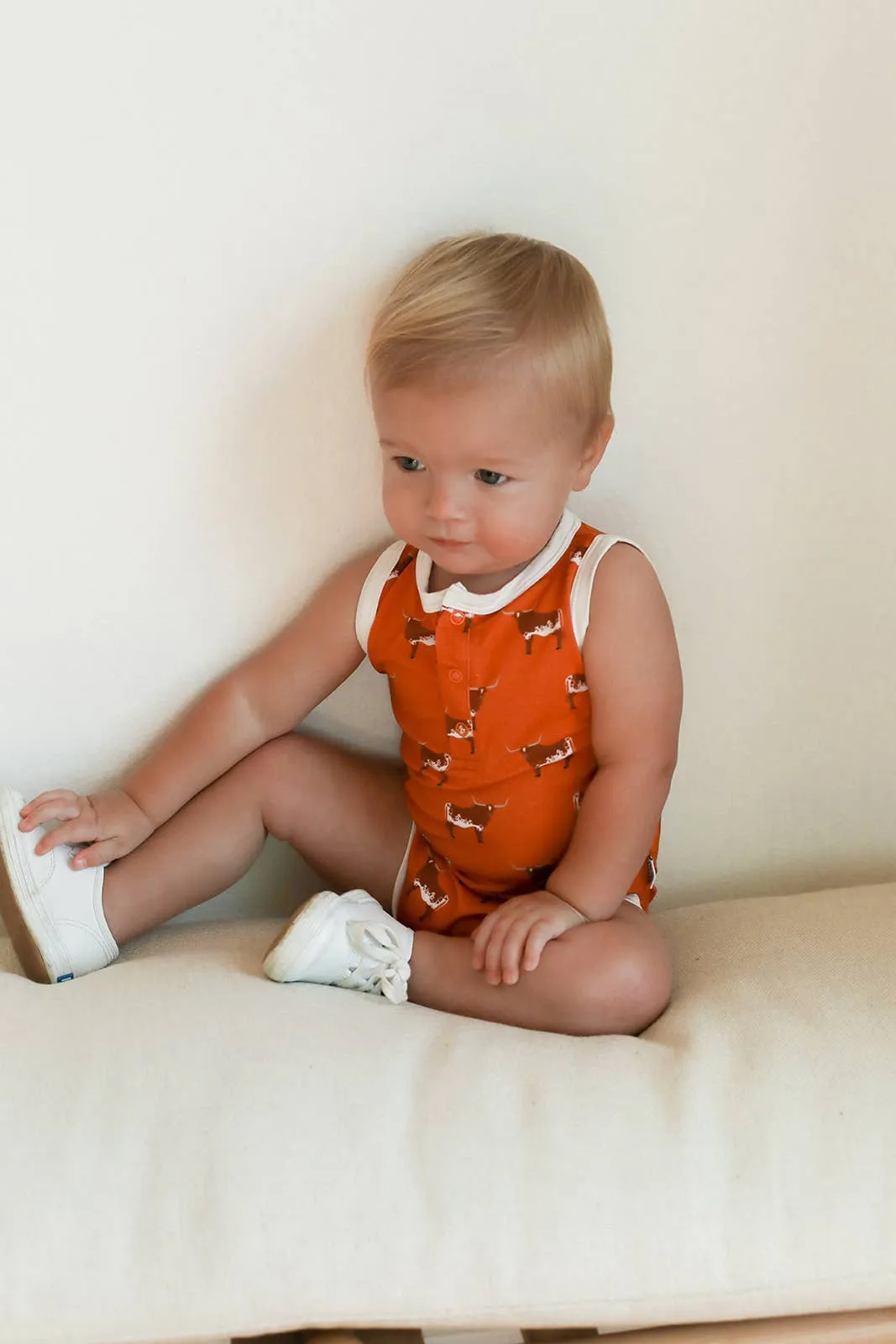 Longhorn Bamboo Henley Onesie