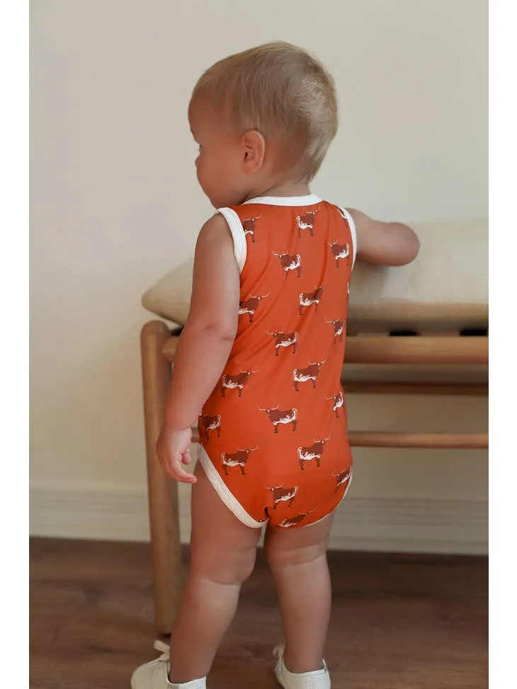 Longhorn Bamboo Henley Onesie