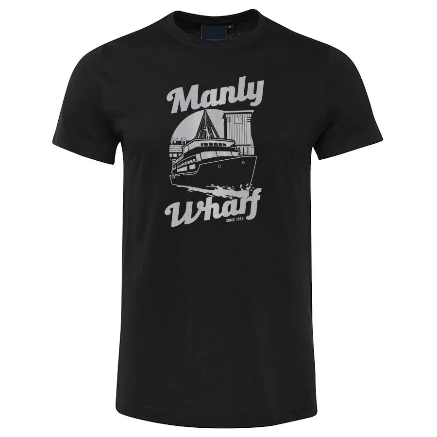 Manly Wharf Ferries Shortsleeve T-Shirt (Colour Choices, Silver Print)