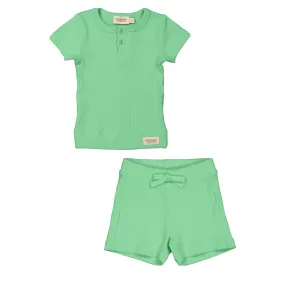 Marmar Ribbed Shorts Set- Cale Green