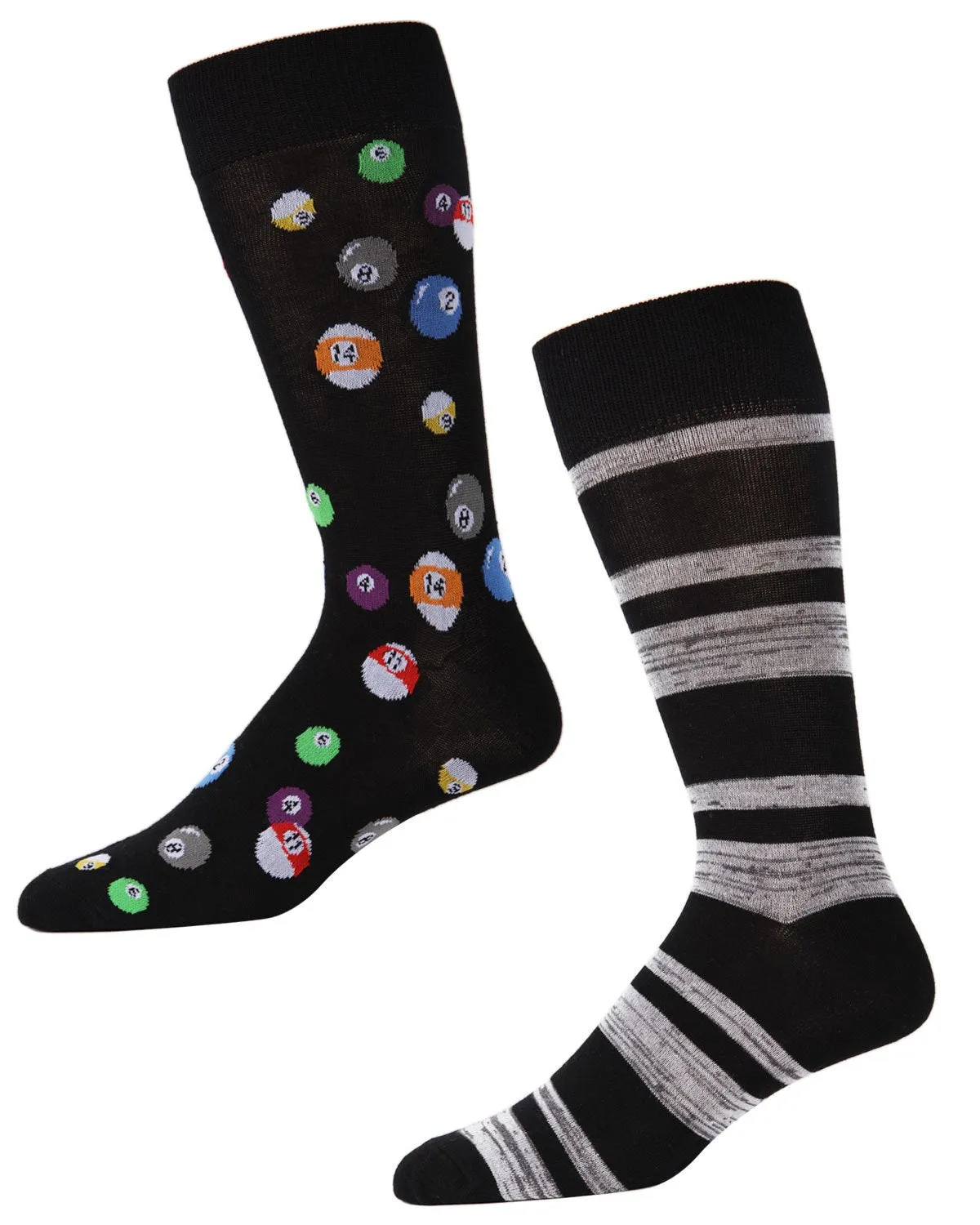 Men's 2 Pair Pack Novelty Billiard Ball Crew Socks