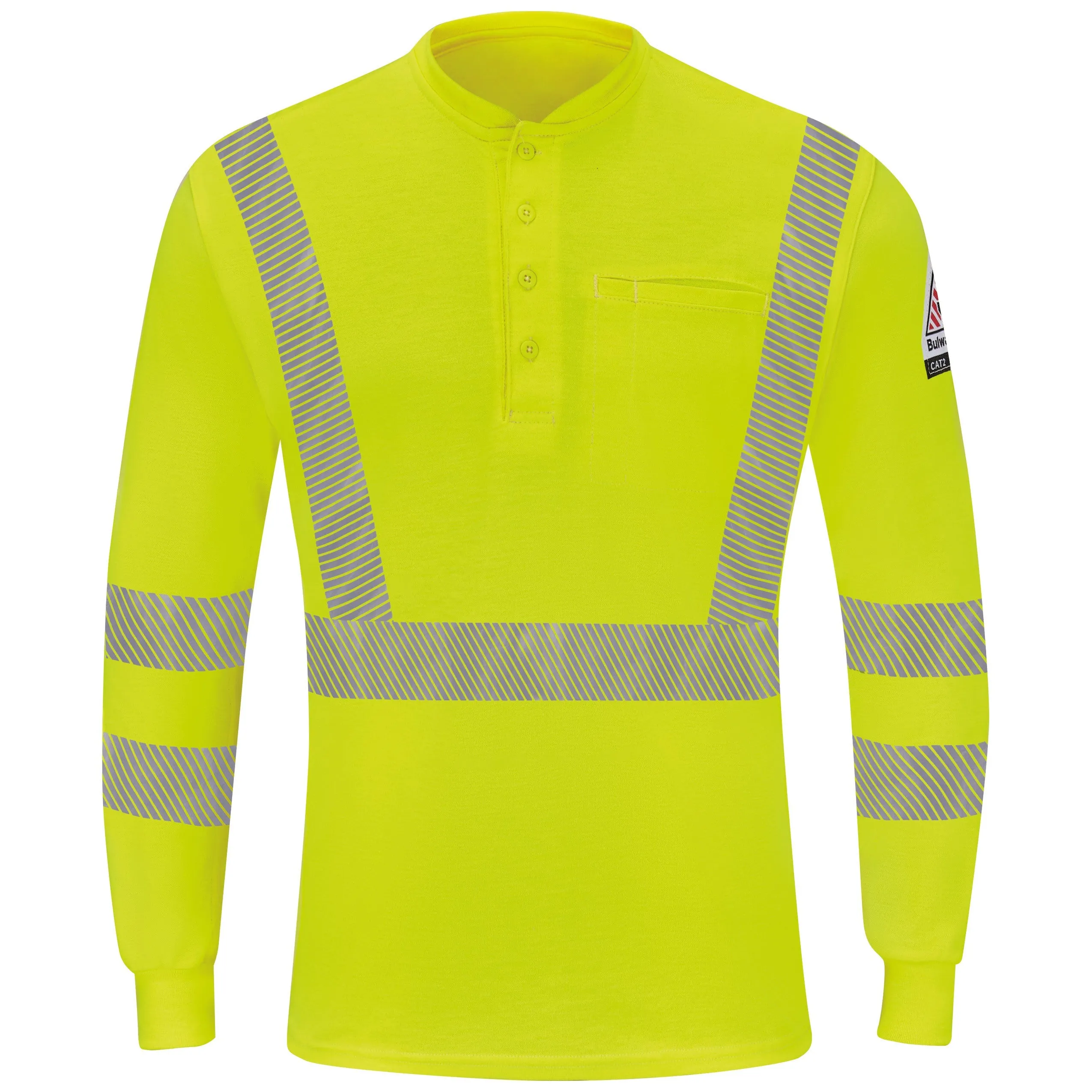 Men's Hi-Visibility Lightweight Long Sleeve Henley SML4 - Yellow/Green