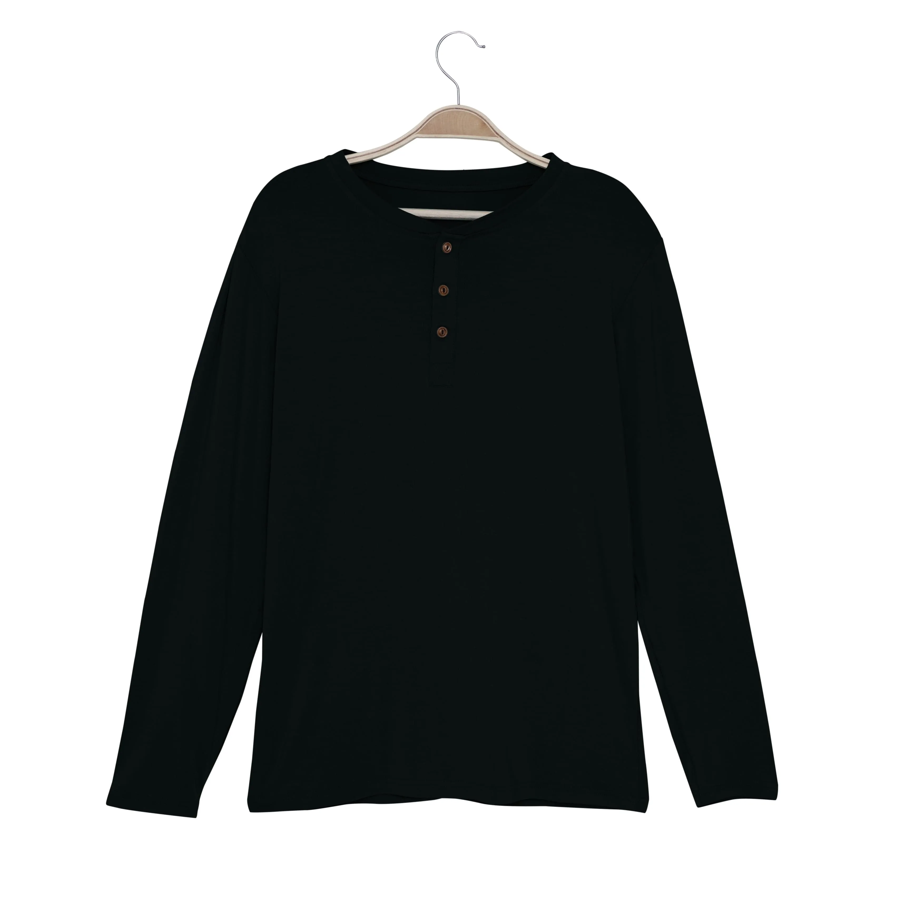 Men's Long Sleeve Henley Top in Midnight