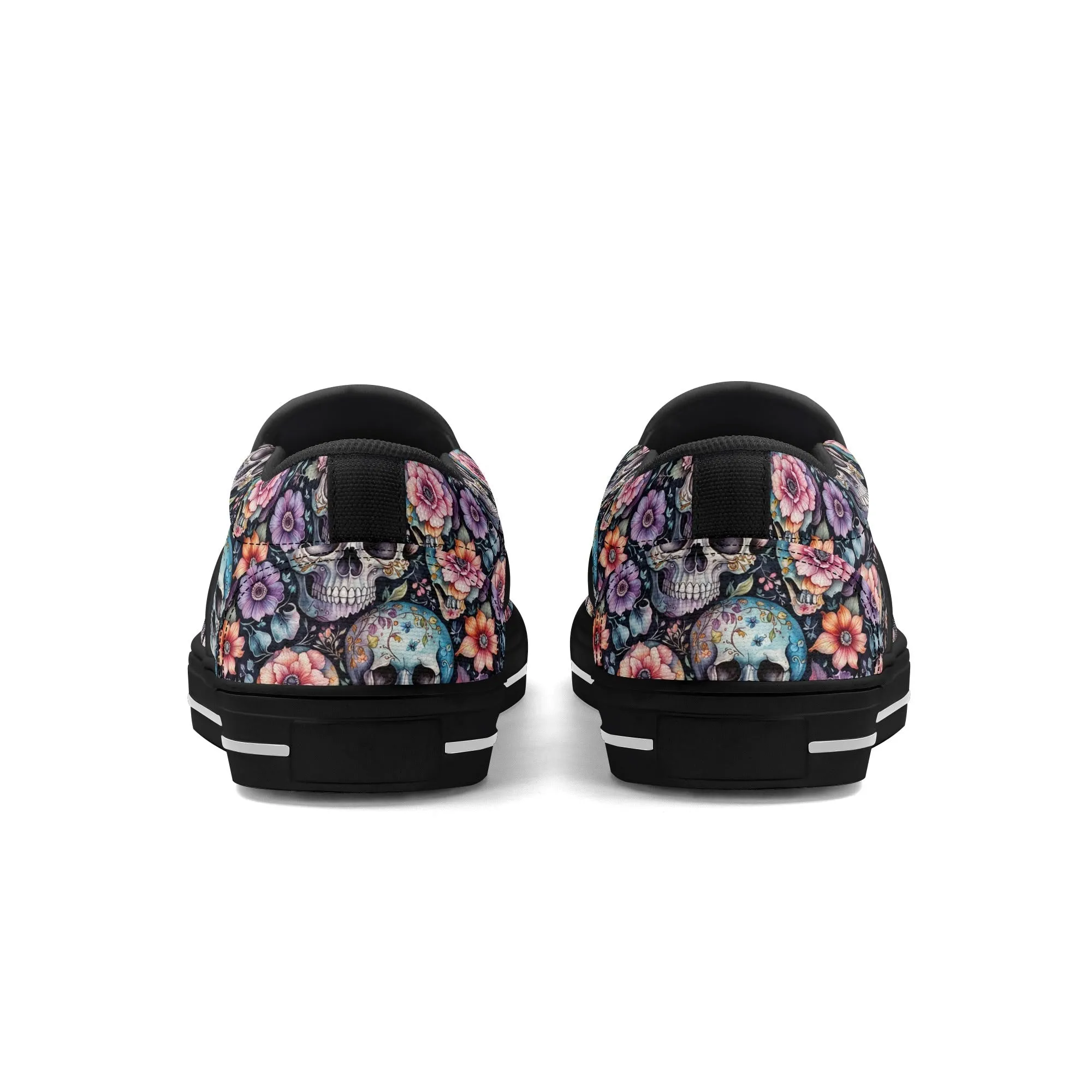 Mens Pastel Floral and Skulls Rubber Slip On Shoes