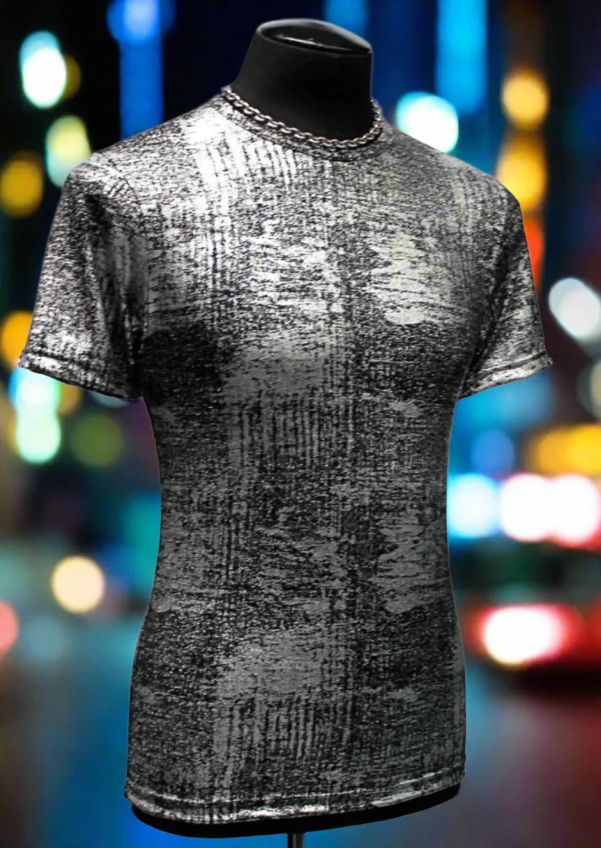 MEN'S SHORT SLEEVE TEE - METALLIC - SILVER