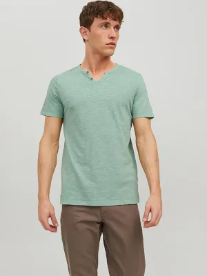 Men's Split-Neck Henley Top,Green