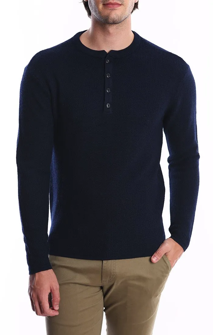 Merino Waffle Sweater Henley