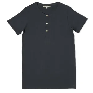 Merz b. Schwanen 204 Button Facing Tee - Navy