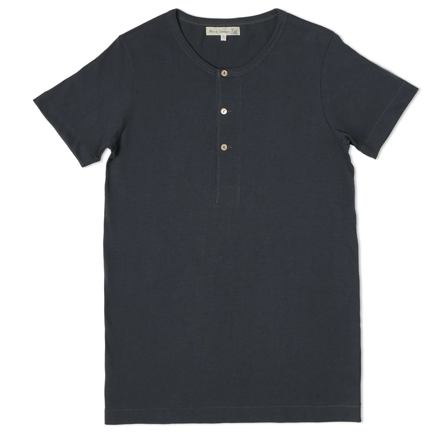 Merz b. Schwanen 204 Button Facing Tee - Navy